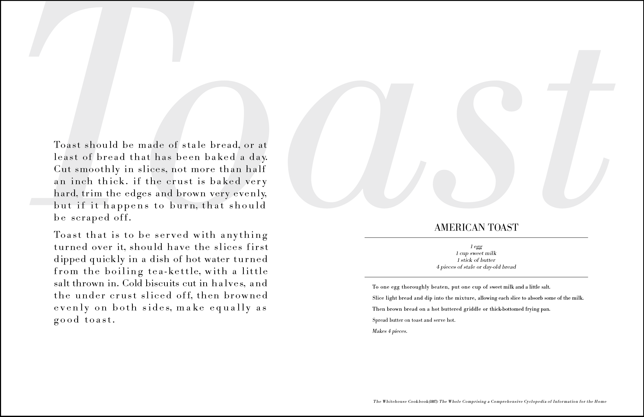 Recipe Project — Typography, 11" x 17", Created in Adobe Illustrator, December 2017, One of the projects for the Typography Level class just completed at the School of Visual Concepts Seattle